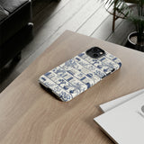 Bookshelf Phone Case - Blue and White Floral Books Protective Cover for iPhone, Samsung, Pixel