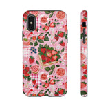 Strawberry Collage Phone Case - Pink Trendy Aesthetic Protective Phone Cover for iPhone, Samsung, Pixel