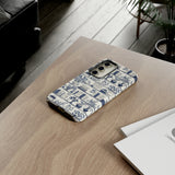 Bookshelf Phone Case - Blue and White Floral Books Protective Cover for iPhone, Samsung, Pixel