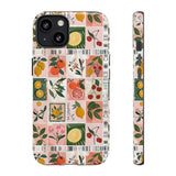 Fruit Stamps Collage Phone Case - Trendy Stickers Aesthetic Protective Phone Cover for iPhone, Samsung, Pixel