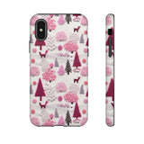 Pink Winter Woodland Aesthetic Embroidery Phone Case for iPhone, Samsung, Pixel iPhone XS / Matte