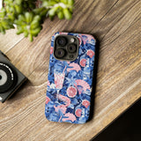 Beachy Blue Collage Phone Case - Trendy Navy Blue and Pink Aesthetic Protective Phone Cover for iPhone, Samsung, Pixel