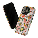 Fruit Stamps Collage Phone Case - Trendy Stickers Aesthetic Protective Phone Cover for iPhone, Samsung, Pixel