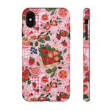 Strawberry Collage Phone Case - Pink Trendy Aesthetic Protective Phone Cover for iPhone, Samsung, Pixel