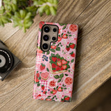 Strawberry Collage Phone Case - Pink Trendy Aesthetic Protective Phone Cover for iPhone, Samsung, Pixel