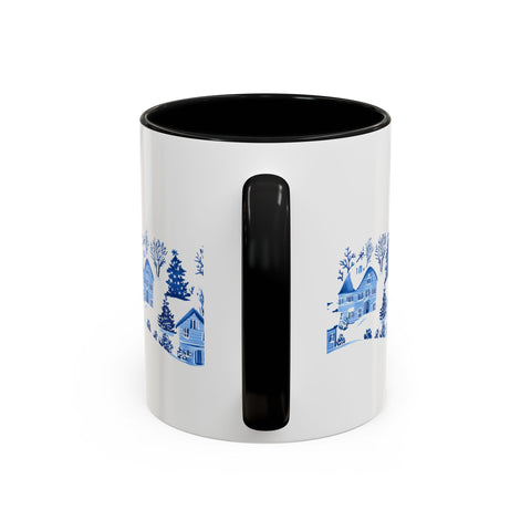 Blue Winter Village Art Mug - Holiday Christmas Cup Gift for Coffee, Tea, Hot Cocoa