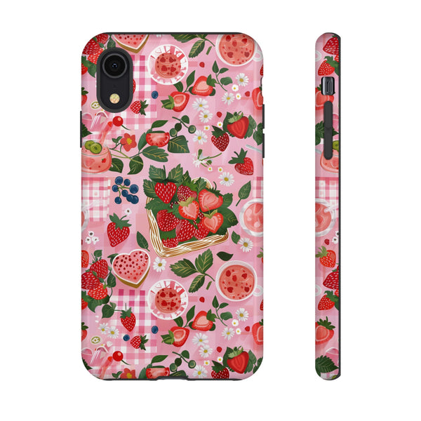Strawberry Collage Phone Case - Pink Trendy Aesthetic Protective Phone Cover for iPhone, Samsung, Pixel