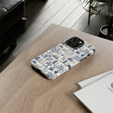 Bookshelf Phone Case - Blue and White Floral Books Protective Cover for iPhone, Samsung, Pixel