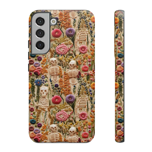 Skeletons in Bloom Garden 3D Aesthetic Phone Case for iPhone, Samsung, Pixel