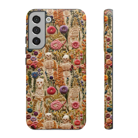 Skeletons in Bloom Garden 3D Aesthetic Phone Case for iPhone, Samsung, Pixel
