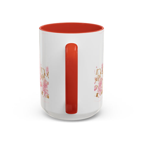 Pink Christmas Village Mug - Festive Aesthetic Holiday Cup for Coffee, Tea, Hot Cocoa