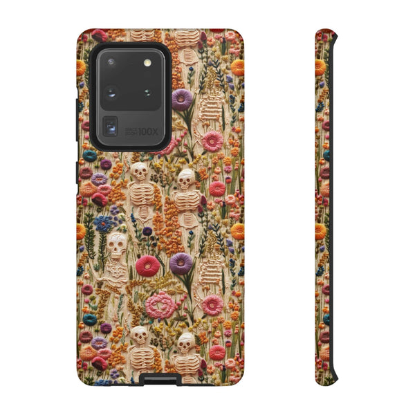 Skeletons in Bloom Garden 3D Aesthetic Phone Case for iPhone, Samsung, Pixel