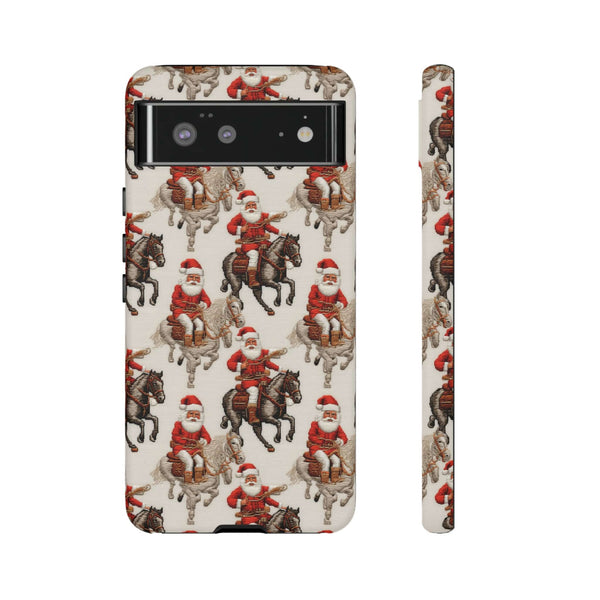 Cowboy Santa Embroidery Phone Case for iPhone, Samsung, Pixel