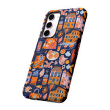 Citrus Coast Collage Phone Case - Blue Orange Trendy Coastal Art Protective Phone Cover for iPhone, Samsung, Pixel