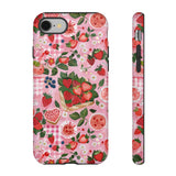 Strawberry Collage Phone Case - Pink Trendy Aesthetic Protective Phone Cover for iPhone, Samsung, Pixel