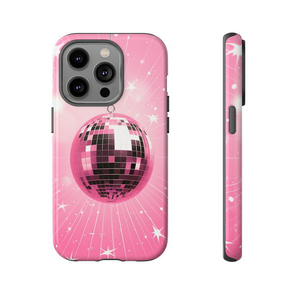 Disco Ball Phone Case - Pink Trendy Retro Mirror Ball Protective Phone Cover for iPhone, Samsung, Pixel