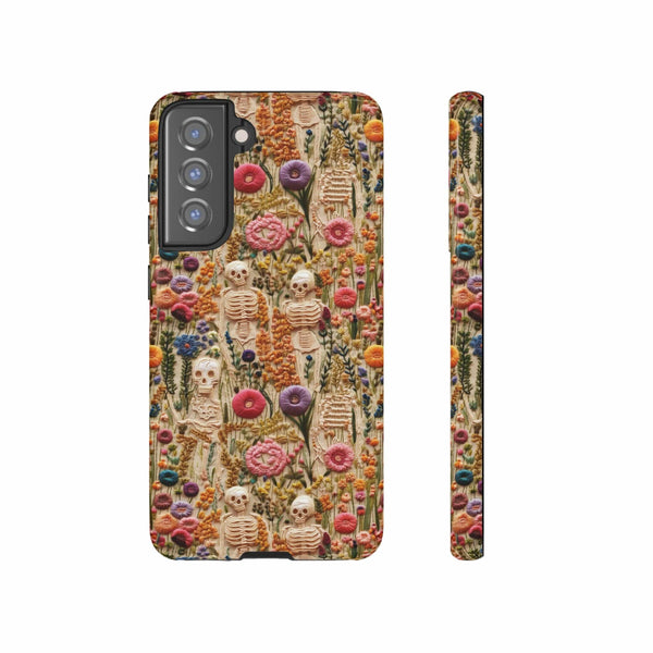 Skeletons in Bloom Garden 3D Aesthetic Phone Case for iPhone, Samsung, Pixel