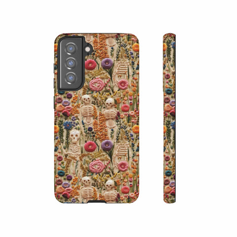 Skeletons in Bloom Garden 3D Aesthetic Phone Case for iPhone, Samsung, Pixel