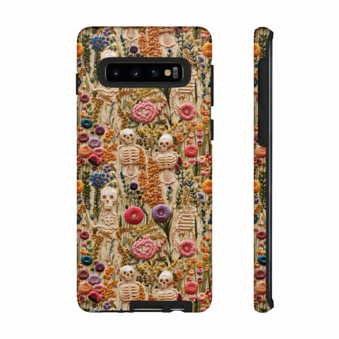 Skeletons in Bloom Garden 3D Aesthetic Phone Case for iPhone, Samsung, Pixel