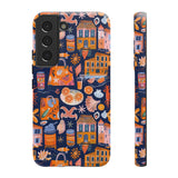 Citrus Coast Collage Phone Case - Blue Orange Trendy Coastal Art Protective Phone Cover for iPhone, Samsung, Pixel