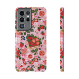 Strawberry Collage Phone Case - Pink Trendy Aesthetic Protective Phone Cover for iPhone, Samsung, Pixel