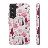 Pink Winter Woodland Aesthetic Embroidery Phone Case for iPhone, Samsung, Pixel Samsung Galaxy S22 / Matte