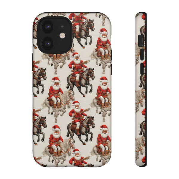 Cowboy Santa Embroidery Phone Case for iPhone, Samsung, Pixel