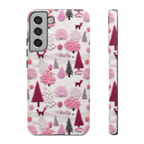 Pink Winter Woodland Aesthetic Embroidery Phone Case for iPhone, Samsung, Pixel Samsung Galaxy S22 Plus / Matte