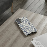 Bookshelf Phone Case - Blue and White Floral Books Protective Cover for iPhone, Samsung, Pixel