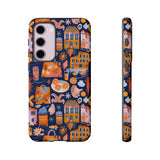 Citrus Coast Collage Phone Case - Blue Orange Trendy Coastal Art Protective Phone Cover for iPhone, Samsung, Pixel