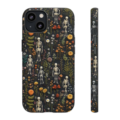 Mini Skeletons in Mystique Garden 3D Phone Case for iPhone, Samsung, Pixel