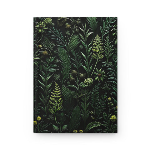 Dark Green Botanical Embroidery Print Aesthetic Notebook Journal