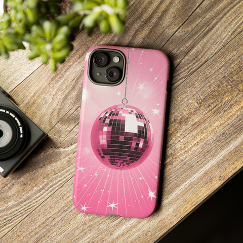 Disco Ball Phone Case - Pink Trendy Retro Mirror Ball Protective Phone Cover for iPhone, Samsung, Pixel