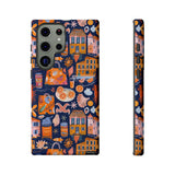 Citrus Coast Collage Phone Case - Blue Orange Trendy Coastal Art Protective Phone Cover for iPhone, Samsung, Pixel