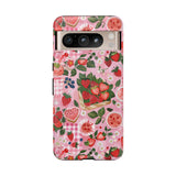 Strawberry Collage Phone Case - Pink Trendy Aesthetic Protective Phone Cover for iPhone, Samsung, Pixel