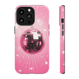 Disco Ball Phone Case - Pink Trendy Retro Mirror Ball Protective Phone Cover for iPhone, Samsung, Pixel