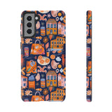 Citrus Coast Collage Phone Case - Blue Orange Trendy Coastal Art Protective Phone Cover for iPhone, Samsung, Pixel