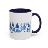 Blue Winter Village Art Mug - Holiday Christmas Cup Gift for Coffee, Tea, Hot Cocoa