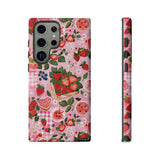 Strawberry Collage Phone Case - Pink Trendy Aesthetic Protective Phone Cover for iPhone, Samsung, Pixel