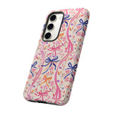 Whirly Bows Phone Case - Pink Preppy Flowers Protective Cover for iPhone, Samsung, Pixel