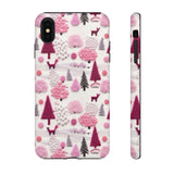 Pink Winter Woodland Aesthetic Embroidery Phone Case for iPhone, Samsung, Pixel iPhone XS MAX / Matte