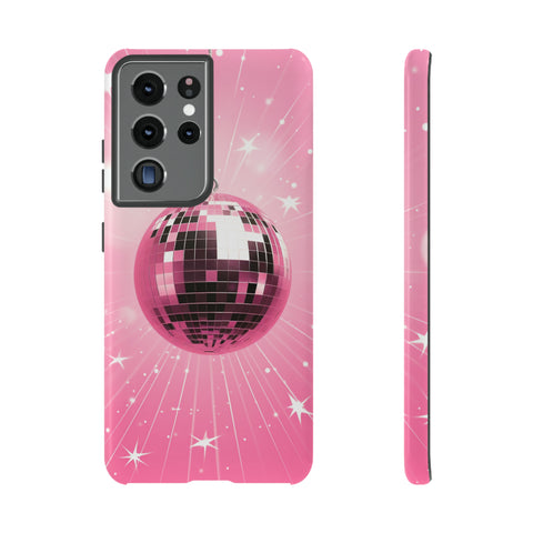 Disco Ball Phone Case - Pink Trendy Retro Mirror Ball Protective Phone Cover for iPhone, Samsung, Pixel