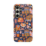 Citrus Coast Collage Phone Case - Blue Orange Trendy Coastal Art Protective Phone Cover for iPhone, Samsung, Pixel