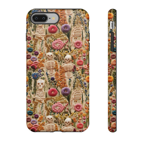 Skeletons in Bloom Garden 3D Aesthetic Phone Case for iPhone, Samsung, Pixel