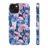 Beachy Blue Collage Phone Case - Trendy Navy Blue and Pink Aesthetic Protective Phone Cover for iPhone, Samsung, Pixel