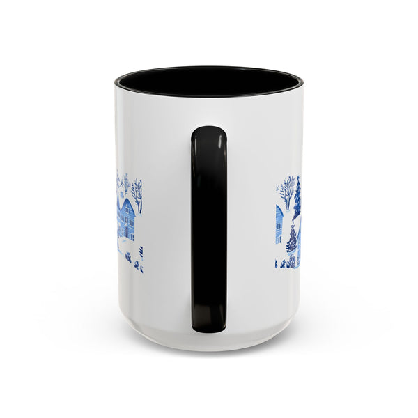 Blue Winter Village Art Mug - Holiday Christmas Cup Gift for Coffee, Tea, Hot Cocoa
