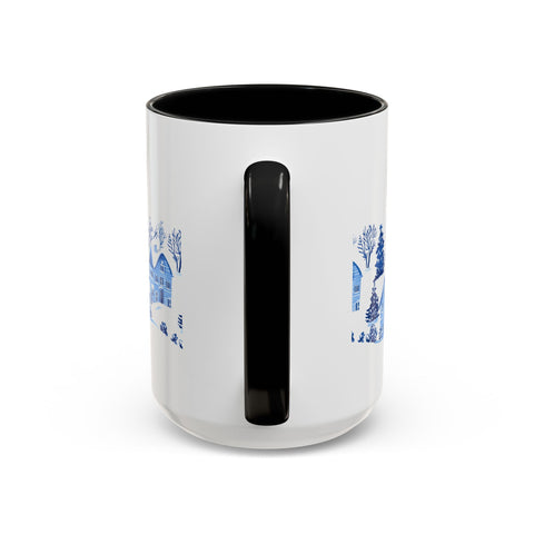 Blue Winter Village Art Mug - Holiday Christmas Cup Gift for Coffee, Tea, Hot Cocoa