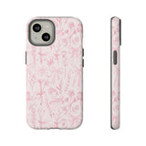 Pink Floral Bow Phone Case - Preppy Bows Protective Phone Cover for iPhone, Samsung, Pixel