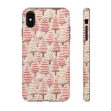 Pink Christmas Trees 3D Embroidery Phone Case for iPhone, Samsung, Pixel iPhone XS MAX / Matte