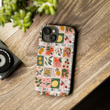 Fruit Stamps Collage Phone Case - Trendy Stickers Aesthetic Protective Phone Cover for iPhone, Samsung, Pixel